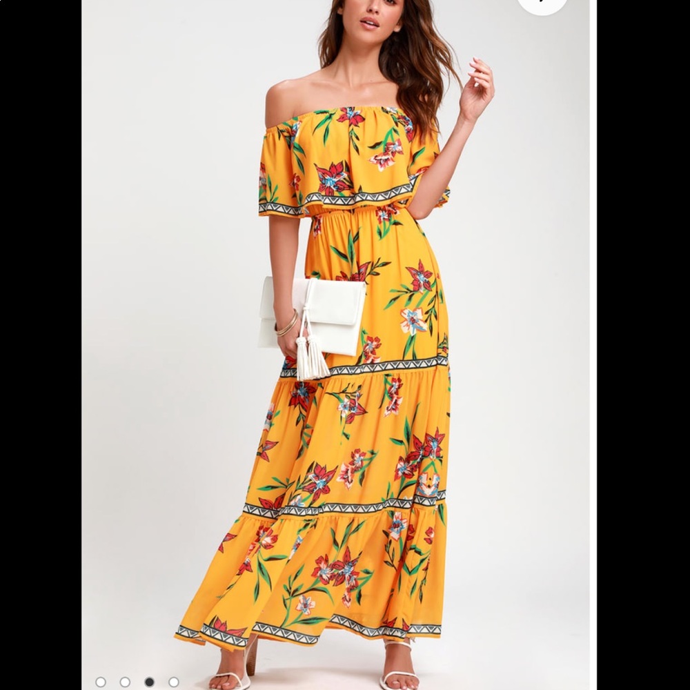 Lulus Cancun off the shoulder maxi dress